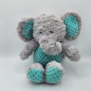 Spark Create Imagine Plush Elephant Gray Aqua Toy Rattle Crinkle 15" Soft Eyes